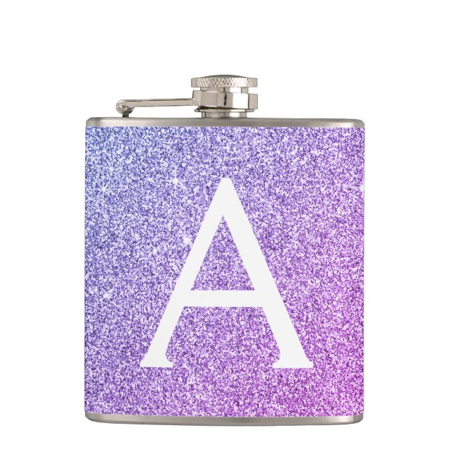 Petaca Monograma de Purpurina púrpura y espuma inicial (Anverso)