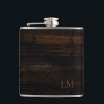 Petaca Monograma del Boda Rústico Weathered Black Brown<br><div class="desc">Este sencillo diseño rústico de monograma es clásico. Este matraz es un gran regalo para su ocasión especial.</div>