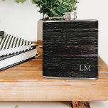 Petaca Monograma del Boda Rústico Weathered Black Wood<br><div class="desc">Este sencillo diseño rústico de monograma es clásico. Este matraz es un gran regalo para su ocasión especial.</div>