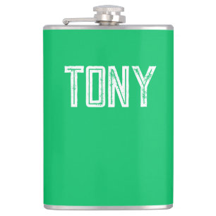 Petaca Monograma del nombre personalizado verde de Apple