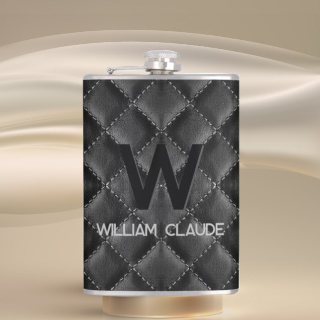 Petaca Monograma del Personalizado de cuero negro elegant (Subido por el creador)