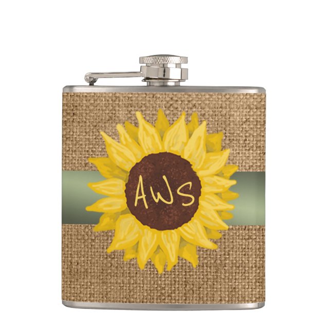 Petaca Monograma del Personalizado de girasol ruso (Anverso)