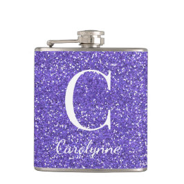 Petaca Monograma del Purpurina de espuma morada Giratoria