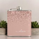 Petaca Monograma del Purpurina de oro rosa de Rubor<br><div class="desc">Oro Rosa - Nombre del Monograma del Purpurina de espuma metálica de Relieve metalizado Faux rosado de Rubor y matraz del Fiesta inicial. Esto hace que el dulce perfecto cumpleaños 16, boda, ducha de novia, aniversario, ducha de bebé o fiesta de soltera sea regalo para alguien que ama el lujo...</div>