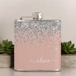 Petaca Monograma del Purpurina plateado rosa de la rosa r<br><div class="desc">Oro Rosa - Relieve metalizado Rubor Rosa y Plata Faux Metallic Sparkle Purpurina Monograma y máscara Fiesta inicial. Esto hace que el dulce perfecto cumpleaños 16, boda, ducha de novia, aniversario, ducha de bebé o fiesta de soltera sea regalo para alguien que ama el lujo glam y los estilos de...</div>