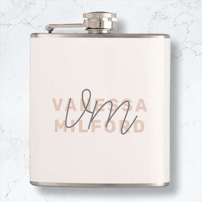 Petaca Monograma elegante crema marfil Minimalista modern (Subido por el creador)