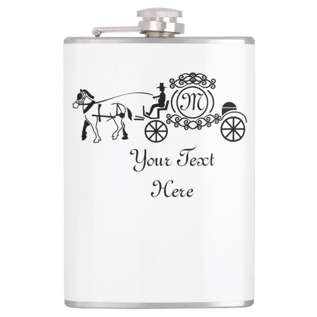 Petaca Monograma elegante de Boda de caballos dibujado (Anverso)