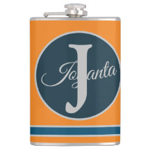 Monograma elegante personalizado naranja gris azul