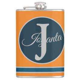 Petaca Monograma elegante personalizado naranja gris azul