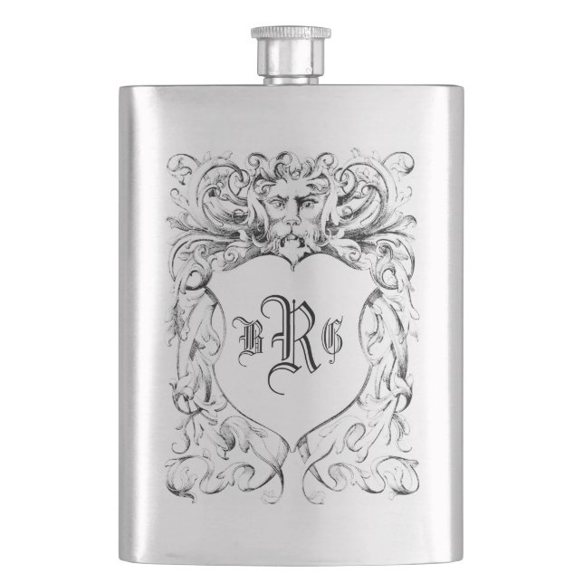 Petaca Monograma Escudo heráldico grabado (Anverso)