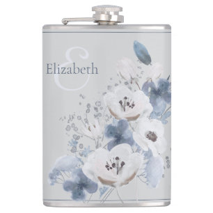 Petaca Monograma floral de acuarela de invierno personali