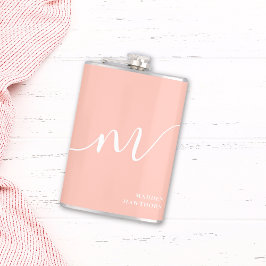 Petaca Monograma giratorio caligrafía coral Rubor rosa