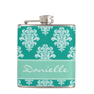 Petaca Monograma Girly Verde azulado Damask