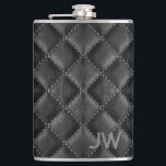 Petaca Monograma Grabado en relieve Groomsman Cuero negro<br><div class="desc">Este matraz de monograma combina el estilo atemporal con un toque moderno,  ofreciendo un regalo sofisticado y personalizado para su novio. El elegante exterior de cuero falso recuerda al cuero genuino mientras que es cruel,  respetuoso con el medio ambiente y amigable con el presupuesto.</div>