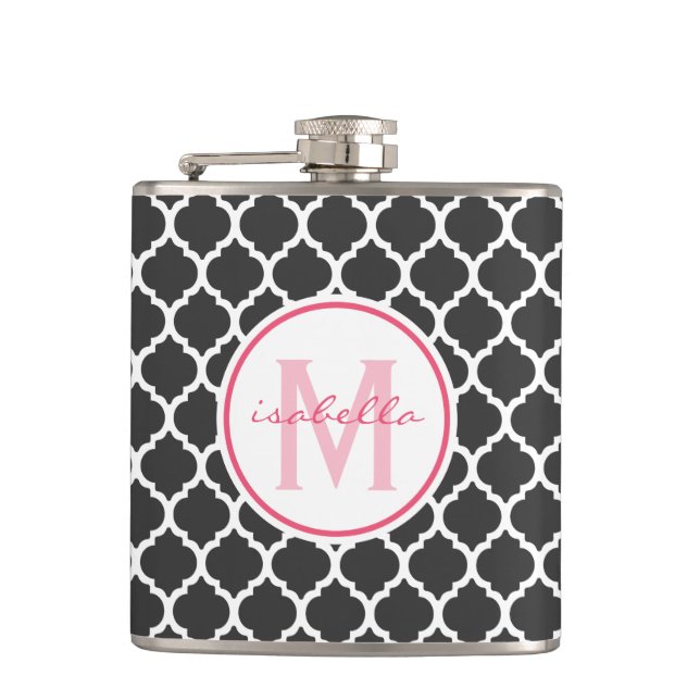 Petaca Monograma gris de Quatrefoil (Anverso)
