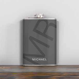 Petaca Monograma Gris Personalizado Moderno