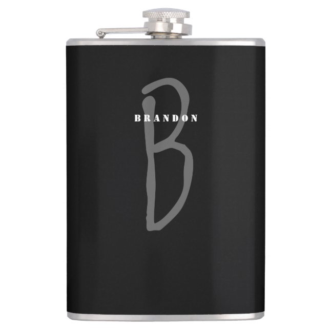 Petaca Monograma Hip Flask Personalizado Para Hombres 8oz (Anverso)