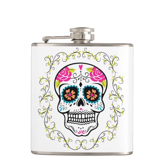 Petaca Monograma Hipster Sugar Skull (Anverso)