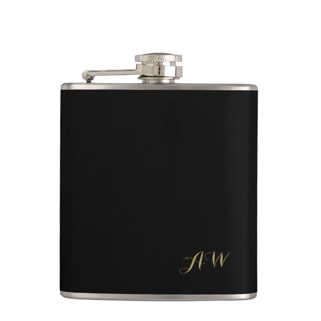Petaca Monograma minimalista moderno negro (Anverso)