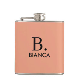 Petaca Monograma minimalista simple de coral rosa