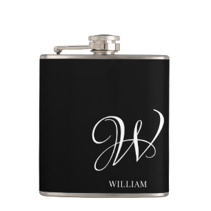 Petaca Monograma negro elegante personalizado inicial