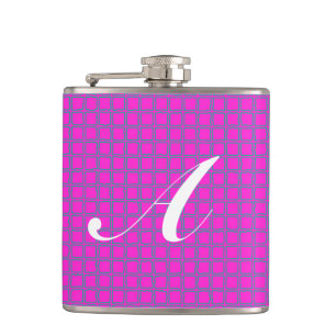Petaca Monograma Patrón moderno de moda rosa caliente lin