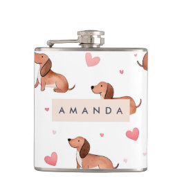 Petaca Monograma Perro Cute Dachshund Personalizado
