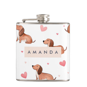 Petaca Monograma Perro Cute Dachshund Personalizado