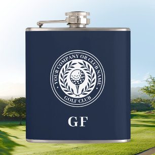 Petaca Monograma personalizado Club de Golf Nombre Azul o