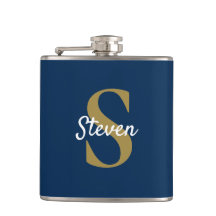 Monograma personalizado de azul marino y dorado