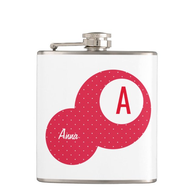 Petaca Monograma personalizado de Red Dotty (Anverso)