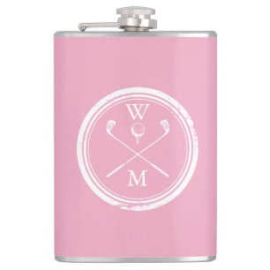 Petaca Monograma Personalizado Femenino Golf Rosa