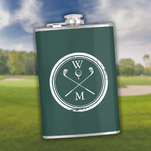 Petaca Monograma personalizado Golf verde esmeralda