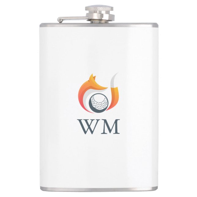 Petaca Monograma Personalizado Moderno Fox Y Golf Ball (Anverso)