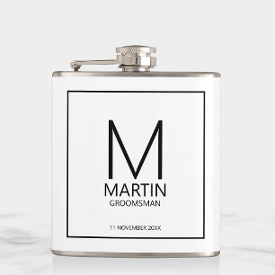 Petaca Monograma personalizado moderno y Groomsmen de nom