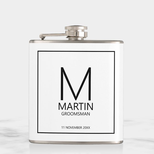 Petaca Monograma personalizado moderno y Groomsmen de nom (Subido por el creador)
