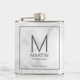 Petaca Monograma personalizado moderno y Groomsmen de nom
