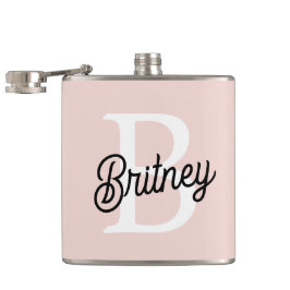 Petaca Monograma personalizado moderno y nombre Pastel ro