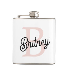 Petaca Monograma personalizado moderno y nombre Pastel ro