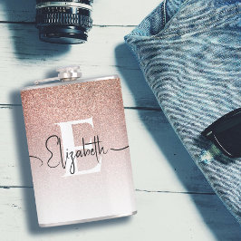 Petaca Monograma Purpurina de oro Rosa Girona Nombre de g