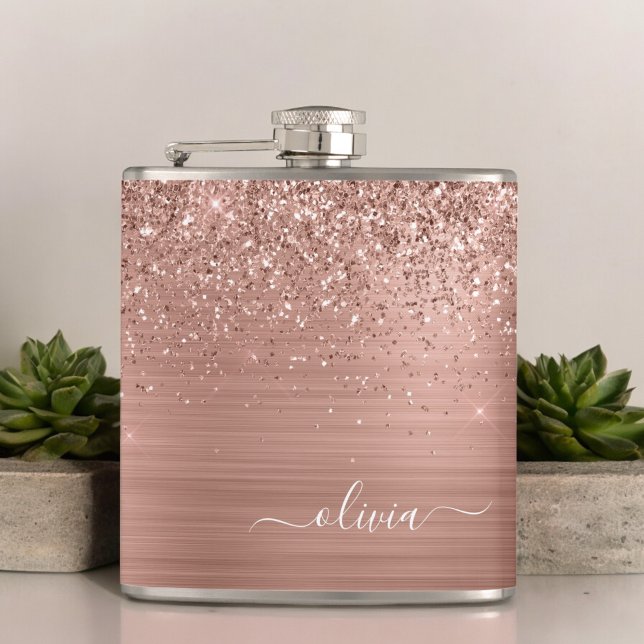 Petaca Monograma Rosa Metalizado de Purpurina rosa dorado (Subido por el creador)