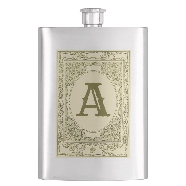 Petaca Monograma vintage borde victoriano verde (Anverso)