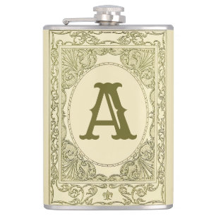 Petaca Monograma vintage borde victoriano verde