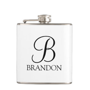 Petaca Monograma y nombre de guión personalizado clásico