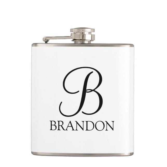 Petaca Monograma y nombre de guión personalizado clásico (Anverso)