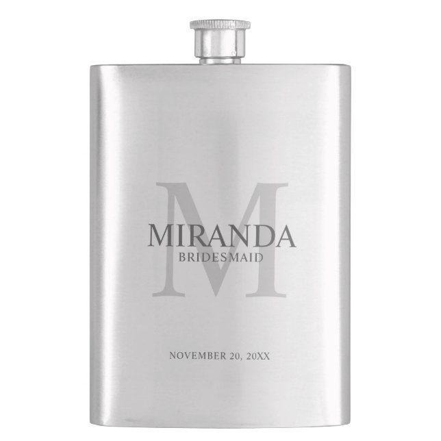 Petaca Monograma y nombre de la dama de honor personaliza (Anverso)