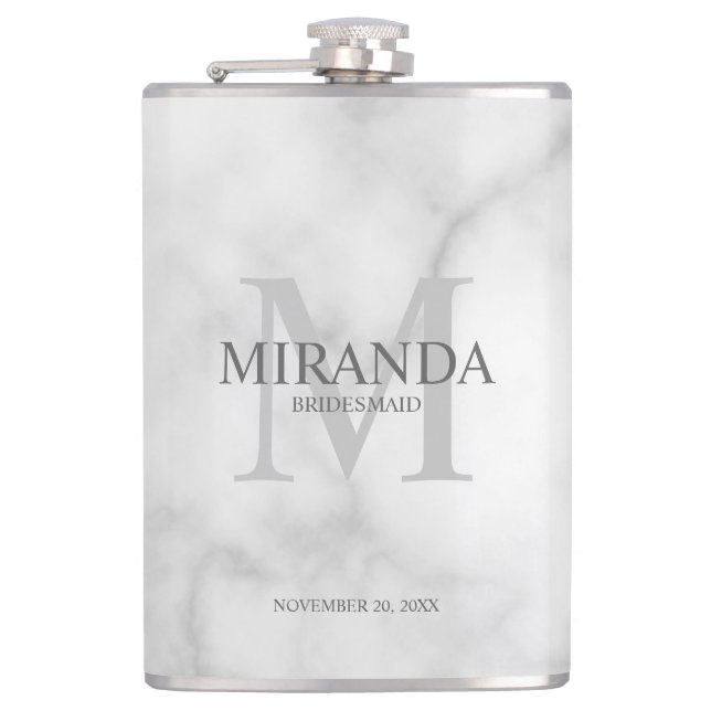 Petaca Monograma y nombre de la dama de honor personaliza (Anverso)