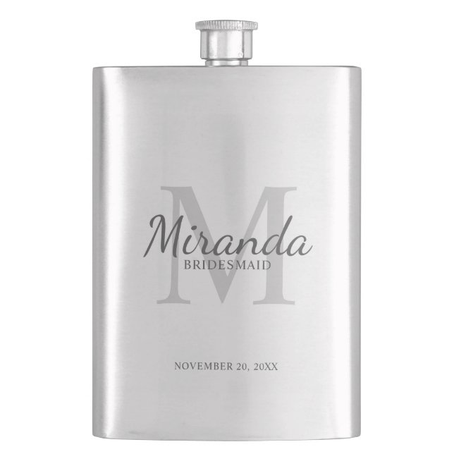 Petaca Monograma y nombre de la dama de honor personaliza (Anverso)