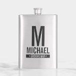 Petaca Monograma y nombre del Groomsman personalizado<br><div class="desc">Moderno Minimalista Monograma personalizado y Regalos de nombres Este diseño presenta el monograma,  nombre y título del groomsman personalizado en negrita moderna sin estilo de letra. También perfecto para el mejor hombre y más.</div>