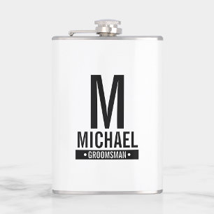 Petaca Monograma y nombre del Groomsman personalizado